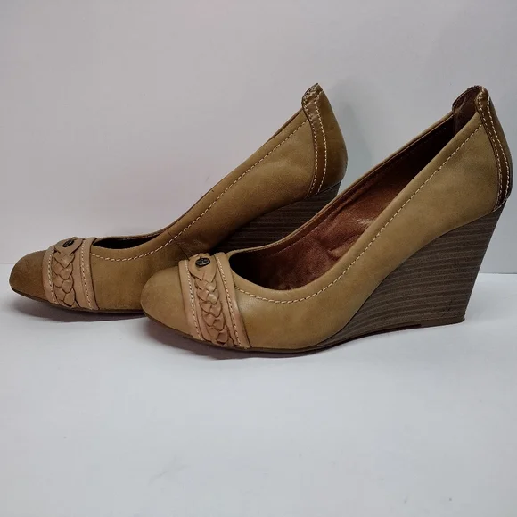 Lucky Brand "Grace" leather wedges shoes size 10M - Picture 5 of 11